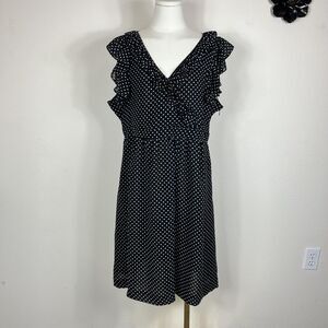Pure Alfred Sung Dress Women XL Black Polka Dot Ruffle Babydoll Whimsigoth Party